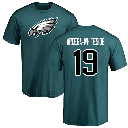 Men Philadelphia Eagles #19 JJ Arcega-Whiteside Green Name and Number Logo NFL T Shirt